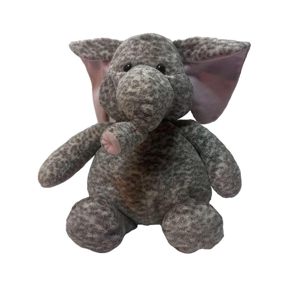 King Plush Elephant Plush Stuffed Animal Toy 14” Gray Pink